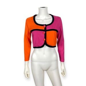 Lajate Vintage Pink/Orange Color Block Cropped Cardigan